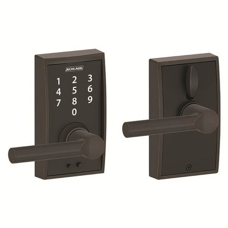 Schlage FE695CEN716BRW aged bronze touchscreen keyed entry locks