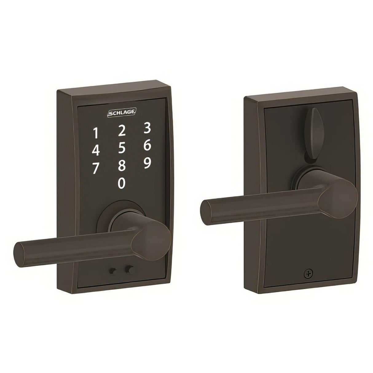 Schlage FE695CEN716BRW aged bronze touchscreen keyed entry locks