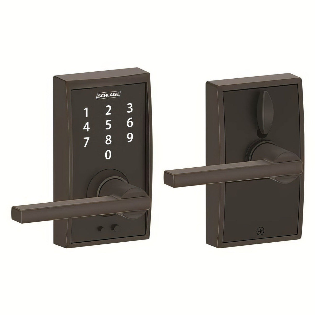 Schlage FE695CEN716LAT aged bronze touchscreen keyed entry locks