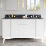 Jeffrey Alexander Dashwood 60" White Double Sink Bathroom Vanity with Grey Marble Top - 8 in. Widespread Faucet Top