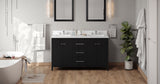 Jeffrey Alexander Katara 60" Black Double Sink Bathroom Vanity with White Quartz Top - 8 in. Widespread Faucet Top product image 6