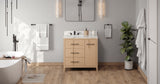 Jeffrey Alexander Katara 36" Natural Oak Single Sink Bathroom Vanity with Calacatta Vienna Quartz Top - 8 in. Widespread Faucet Top product image 6