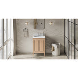 Jeffrey Alexander Percival 24" Natural Oak Single Sink Bathroom Vanity with White Quartz Top - 8 in. Widespread Faucet Top - VKITPER24NOWQR1