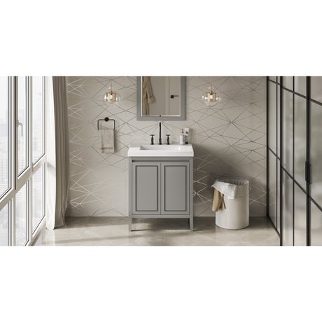 Jeffrey Alexander Percival 31" Grey Single Sink Bathroom Vanity with White Resin Top - 8 in. Widespread Faucet Top
