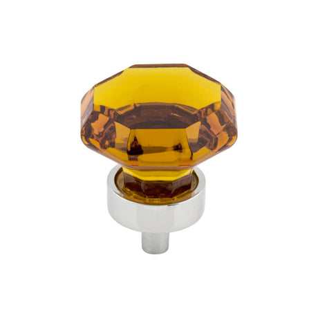 Top Knobs TK138PC Wine Octagon Crystal 1 3/8" Diameter Round Knob Polished Chrome