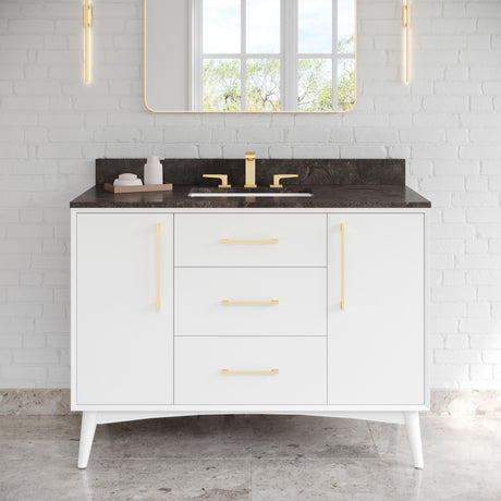 Jeffrey Alexander Dashwood White Single Sink Bathroom Vanity with Blue Limestone Top - 8 in. Widespread Faucet Top - VKITDAS48WHLSR