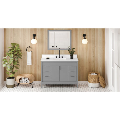 Jeffrey Alexander Theodora 48" Grey Single Sink Bathroom Vanity with White Quartz Top - 8 in. Widespread Faucet Top