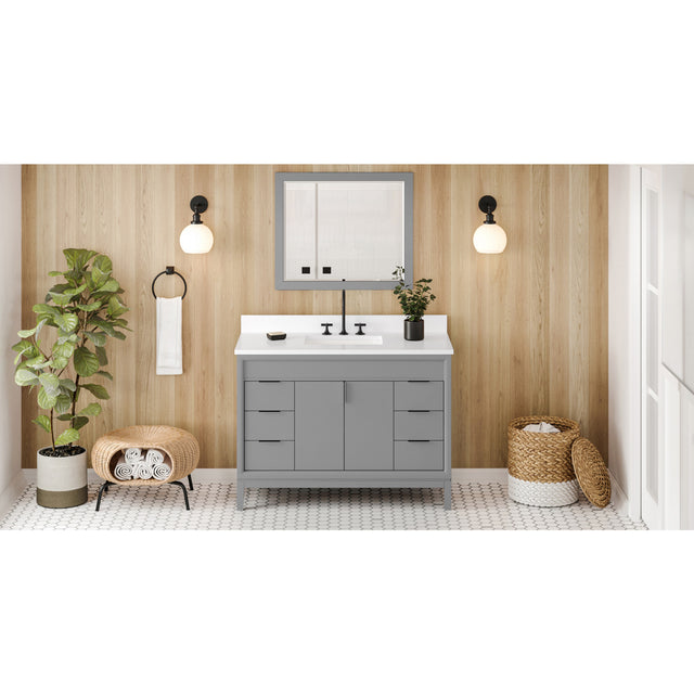 Jeffrey Alexander Theodora 48" Grey Single Sink Bathroom Vanity with White Quartz Top - 8 in. Widespread Faucet Top