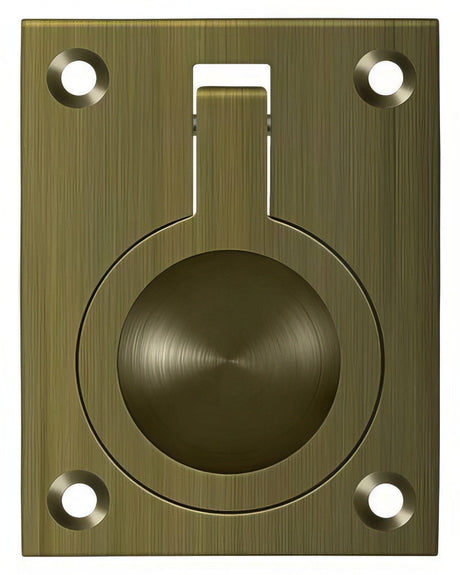 Deltana FRP25U5 antique brass flush ring pull