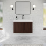 Jeffrey Alexander Tempest 36" Dark Walnut Single Sink Bathroom Vanity with White Resin Top - Single-Hole Faucet Top - VKTEM36DWRE product image 2
