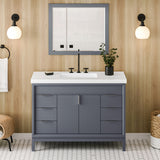 Jeffrey Alexander Theodora 49" Blue Steel Single Sink Bathroom Vanity with White Resin Top - 8 in. Widespread Faucet Top
