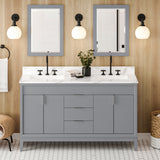 Jeffrey Alexander Theodora 60" Grey Double Sink Bathroom Vanity with Calacatta Vienna Quartz Top - 8 in. Widespread Faucet Top product image 2