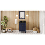 Jeffrey Alexander Theodora 24" Hale Blue Single Sink Bathroom Vanity with Black Granite Top - 8 in. Widespread Faucet Top