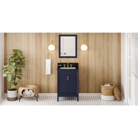 Jeffrey Alexander Theodora 24" Hale Blue Single Sink Bathroom Vanity with Black Granite Top - 8 in. Widespread Faucet Top