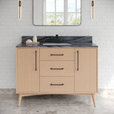 Jeffrey Alexander Dashwood Natural Oak Single Sink Bathroom Vanity with Grey Marble Top - 8 in. Widespread Faucet Top - VKITDAS48NOMGR