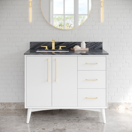 Jeffrey Alexander Dashwood White Single Sink Bathroom Vanity with Grey Marble Top - 8 in. Widespread Faucet Top - VKITDAS42WHMGR