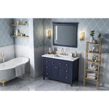 Jeffrey Alexander Chatham 48" Hale Blue Single Sink Bathroom Vanity with White Carrara Marble Top - 8 in. Widespread Faucet Top
