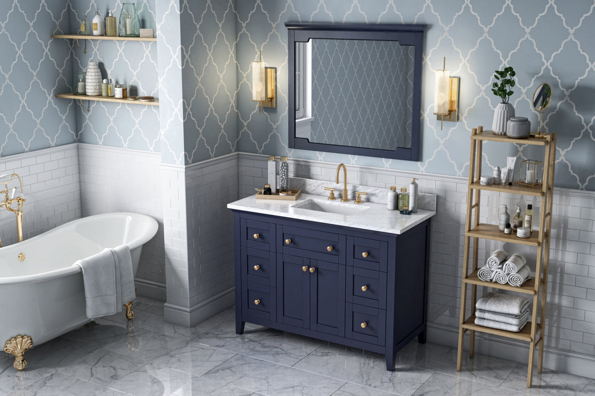 Jeffrey Alexander Chatham 48" Hale Blue Single Sink Bathroom Vanity with White Carrara Marble Top - 8 in. Widespread Faucet Top product image 7