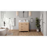 Jeffrey Alexander Katara 36" Natural Oak Single Sink Bathroom Vanity with White Quartz Top - 8 in. Widespread Faucet Top