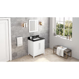 Jeffrey Alexander Cade 30" White Single Sink Bathroom Vanity with Black Granite Top - 8 in. Widespread Faucet Top