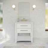 Jeffrey Alexander Kipling 31" White Single Sink Bathroom Vanity with White Carrara Marble Top - Single-Hole Faucet Top