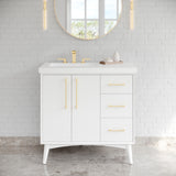 Jeffrey Alexander Dashwood White Single Sink Bathroom Vanity with White Resin Top - 8 in. Widespread Faucet Top - VKITDAS36WHRER