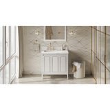 Jeffrey Alexander Percival 36" White Single Sink Bathroom Vanity with Calacatta Vienna Quartz Top - 8 in. Widespread Faucet Top