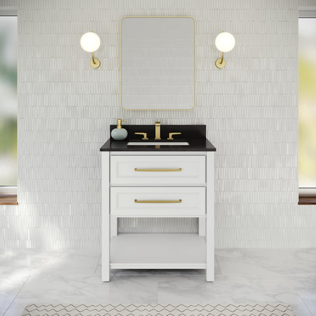 Jeffrey Alexander Kipling 31" White Single Sink Bathroom Vanity with Black Granite Top - Single-Hole Faucet Top