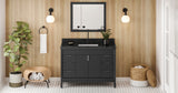 Jeffrey Alexander Theodora 48" Black Single Sink Bathroom Vanity with Black Granite Top - 8 in. Widespread Faucet Top product image 6