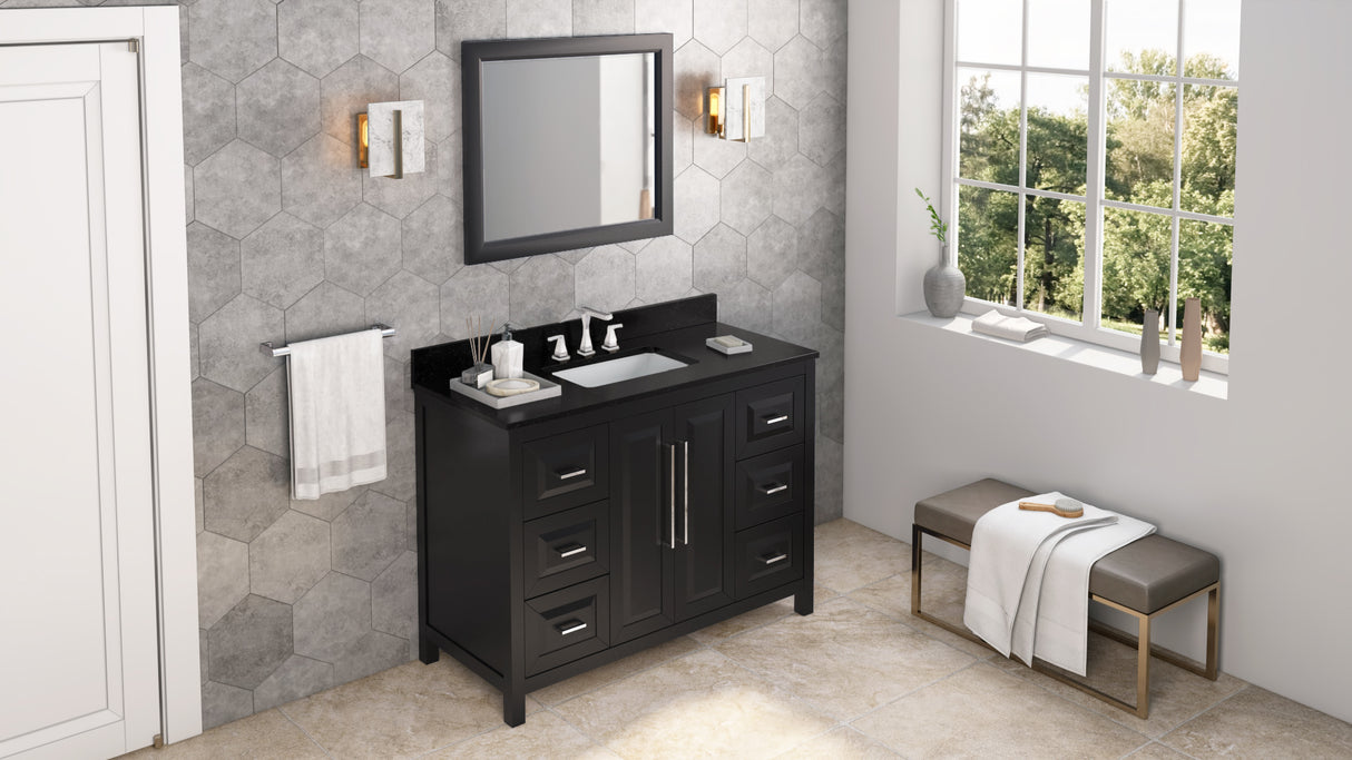 Jeffrey Alexander Cade 48" Black Single Sink Bathroom Vanity with Black Granite Top - 8 in. Widespread Faucet Top product image 7