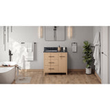 Jeffrey Alexander Katara 36" Natural Oak Single Sink Bathroom Vanity with Grey Marble Top - 8 in. Widespread Faucet Top