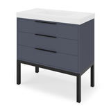 Jeffrey Alexander Gardner 37" Blue Steel Single Sink Bathroom Vanity with White Resin Top - Single-Hole Faucet Top - VKGAR36BSSQRE