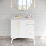 Jeffrey Alexander Dashwood White Single Sink Bathroom Vanity with White Carrara Marble Top - 8 in. Widespread Faucet Top - VKITDAS36WHWCR