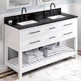 Jeffrey Alexander Wavecrest 60" White Double Sink Bathroom Vanity with Black Granite Top - 8 in. Widespread Faucet Top product image 2