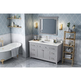 Jeffrey Alexander Chatham 60" Grey Double Sink Bathroom Vanity with Calacatta Vienna Quartz Top - 8 in. Widespread Faucet Top - VKITCHA60SGRCQR