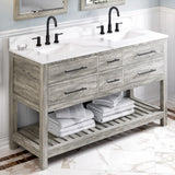 Jeffrey Alexander Wavecrest 60" Weathered Grey Double Sink Bathroom Vanity with Calacatta Vienna Quartz Top - 8 in. Widespread Faucet Top product image 2