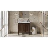 Jeffrey Alexander Percival 36" Dark Walnut Single Sink Bathroom Vanity with White Carrara Marble Top - 8 in. Widespread Faucet Top