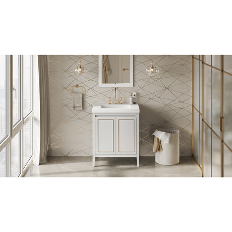 Jeffrey Alexander Percival 31" White Single Sink Bathroom Vanity with White Resin Top - 8 in. Widespread Faucet Top