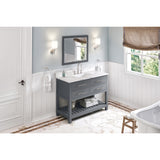 Jeffrey Alexander Wavecrest 48" Grey Single Sink Bathroom Vanity with Calacatta Vienna Quartz Top - 8 in. Widespread Faucet Top