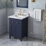 Jeffrey Alexander Chatham 24" Hale Blue Single Sink Bathroom Vanity with Calacatta Vienna Quartz Top - 8 in. Widespread Faucet Top product image 2