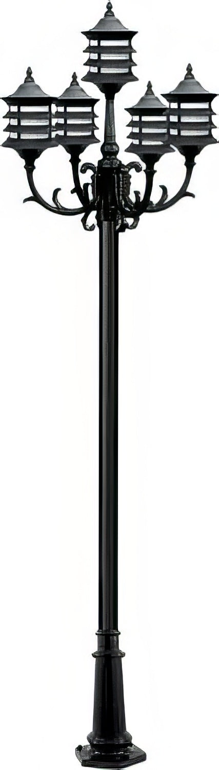 Dabmar Lighting GM1825 Cast Alum 5 Post Top Fixture Pole + Base 120V E26 5X No Lamp