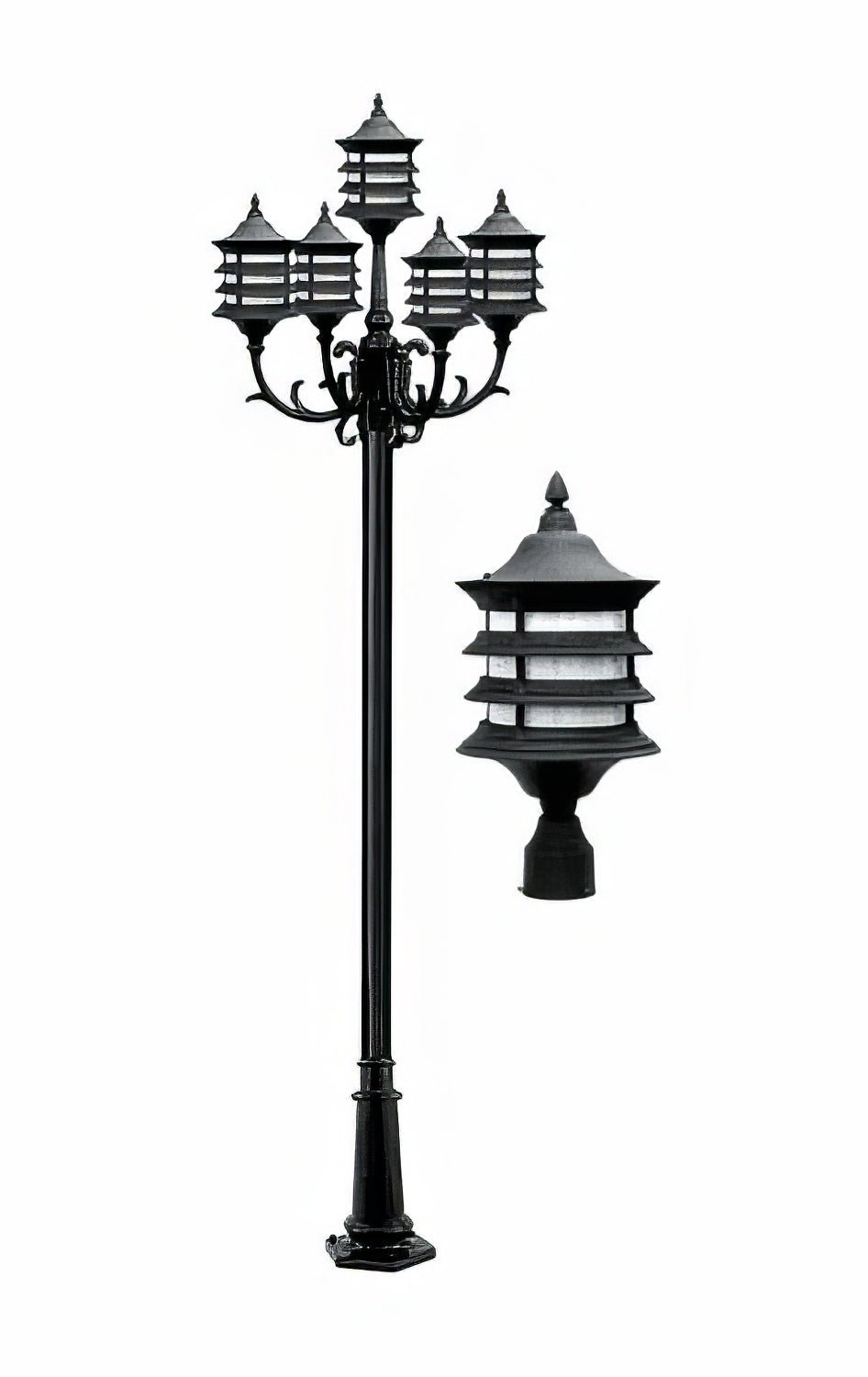 Dabmar Lighting GM1825-L90-30K-B black post light & pole