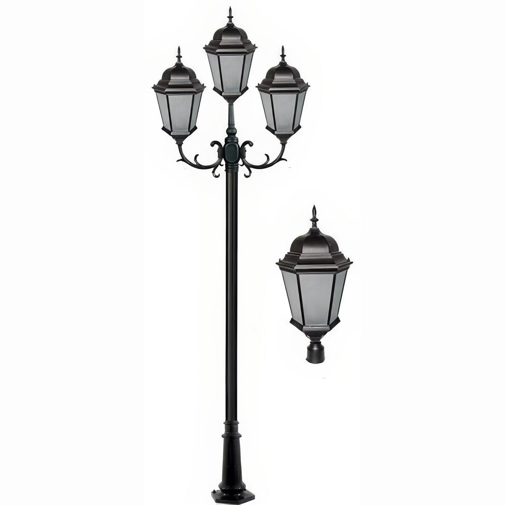 Dabmar Lighting GM2353-L60-30K-B-FR black post light & pole
