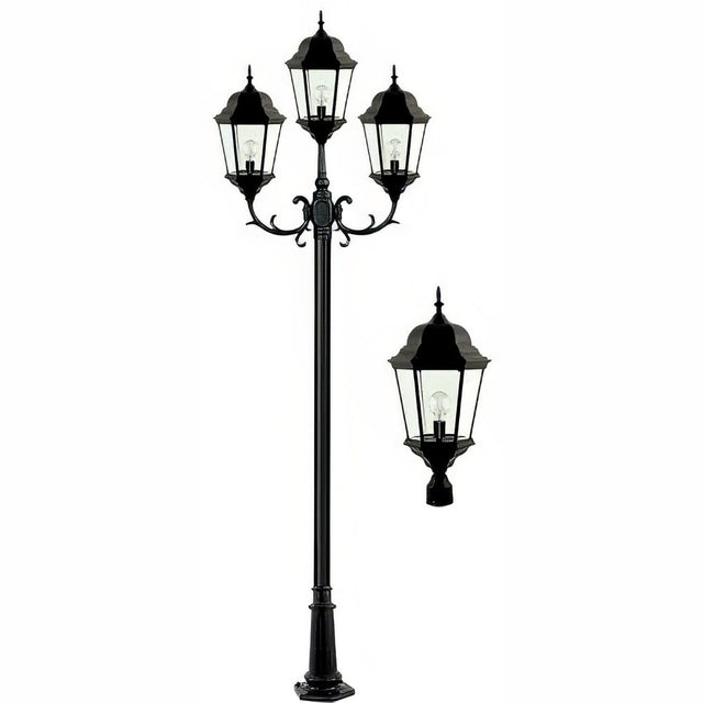 Dabmar Lighting GM2353-L90-30K-B black post light & pole