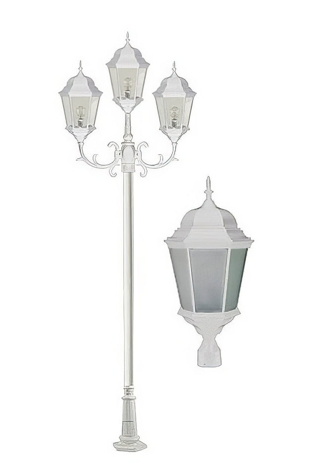 Dabmar Lighting GM2353-L90-65K-W-FR white post light & pole