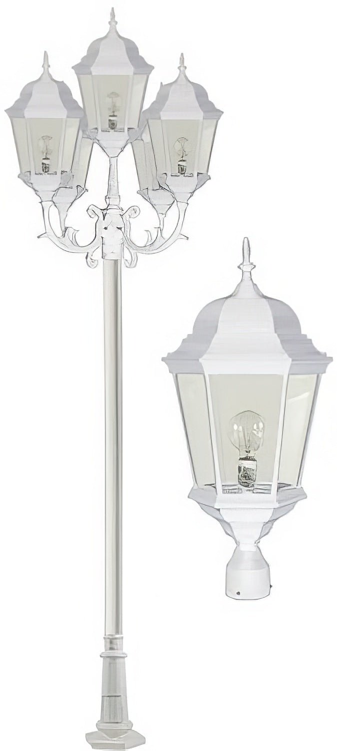 Dabmar Lighting GM2355-L100-30K-W white post light & pole