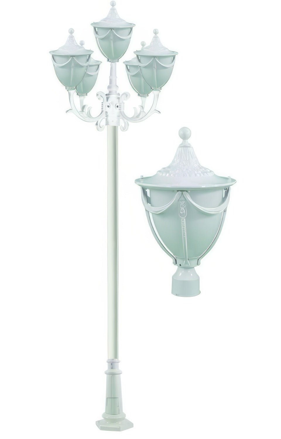 Dabmar Lighting GM4805-L30-30K-W white post light & pole
