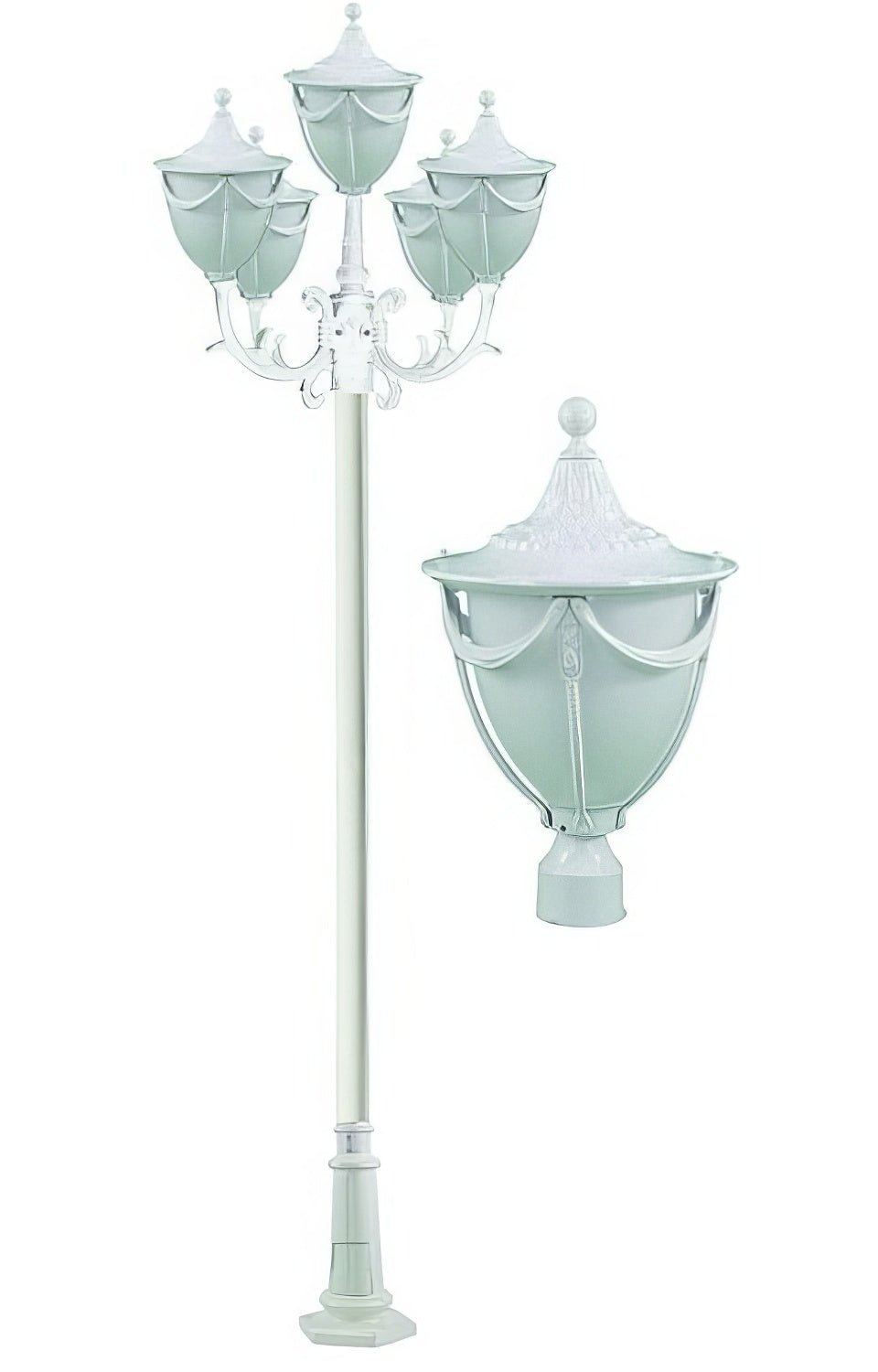 Dabmar Lighting GM4805-L45-27K-W white post light & pole
