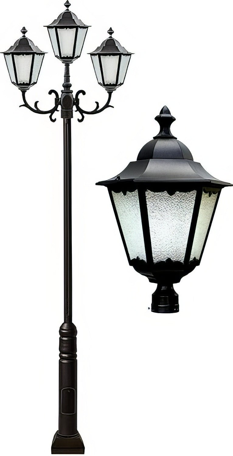 Dabmar Lighting GM8123-L60-50K-B black post light & pole