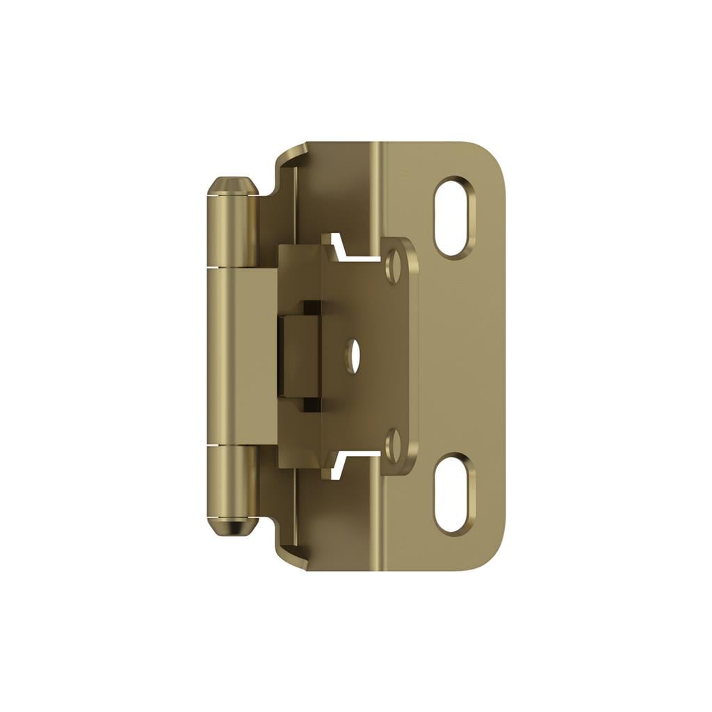 Amerock BPR7550BBZ 1/2 inch (13mm) Overlay Self Closing Partial Wrap Golden Champagne Cabinet Hinge - 1 Pair
